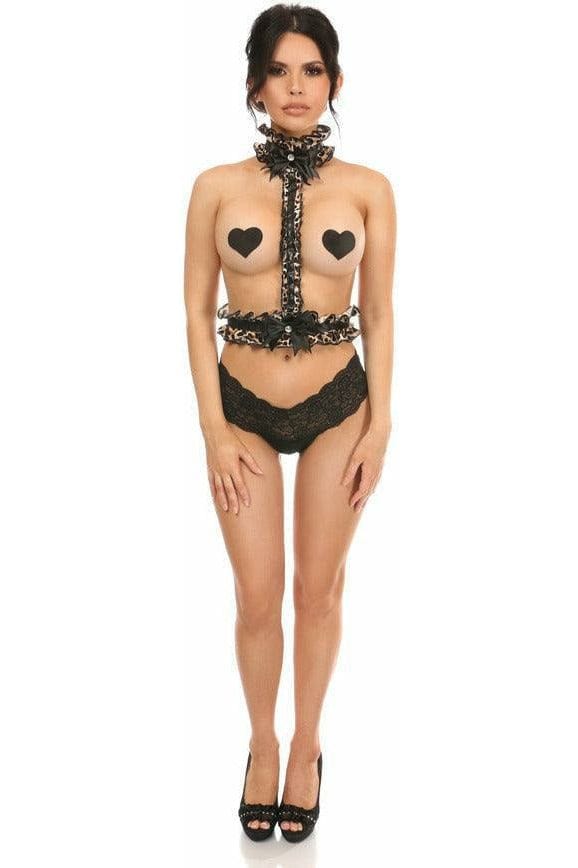 Daisy Corsets Kitten Collection Leopard Velvet Single Strap Body Harness - Daisy Corsets