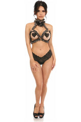 Daisy Corsets Kitten Collection Leopard Velvet Triangle Top Body Harness - Daisy Corsets