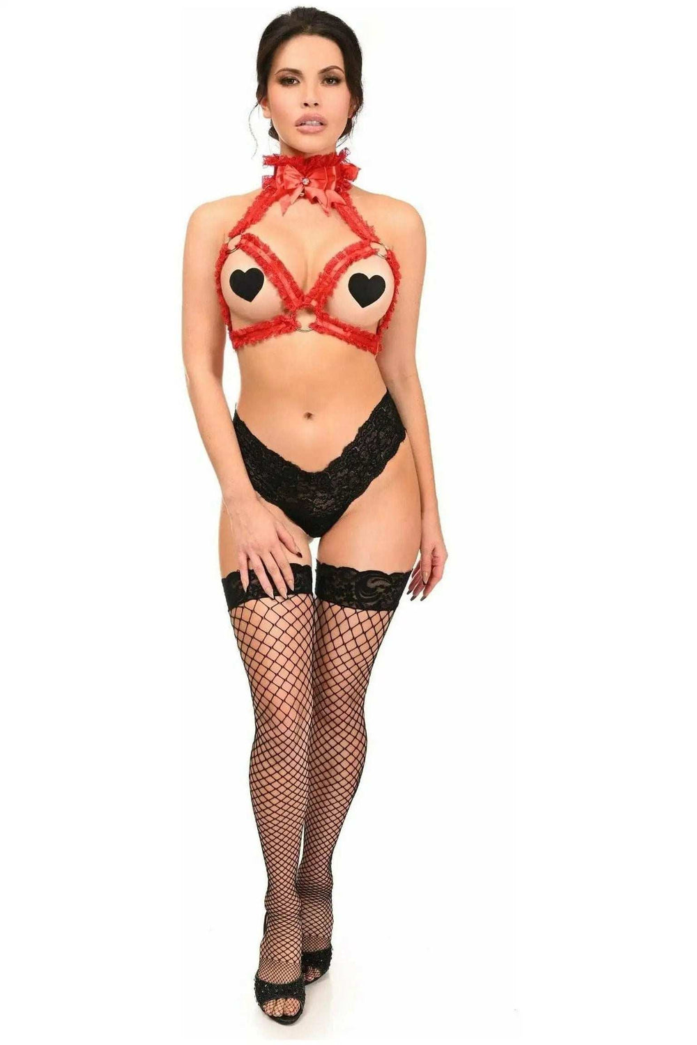 Daisy Corsets Kitten Collection Red/Red Triangle Top Body Harness - Daisy Corsets - Flyclothing LLC