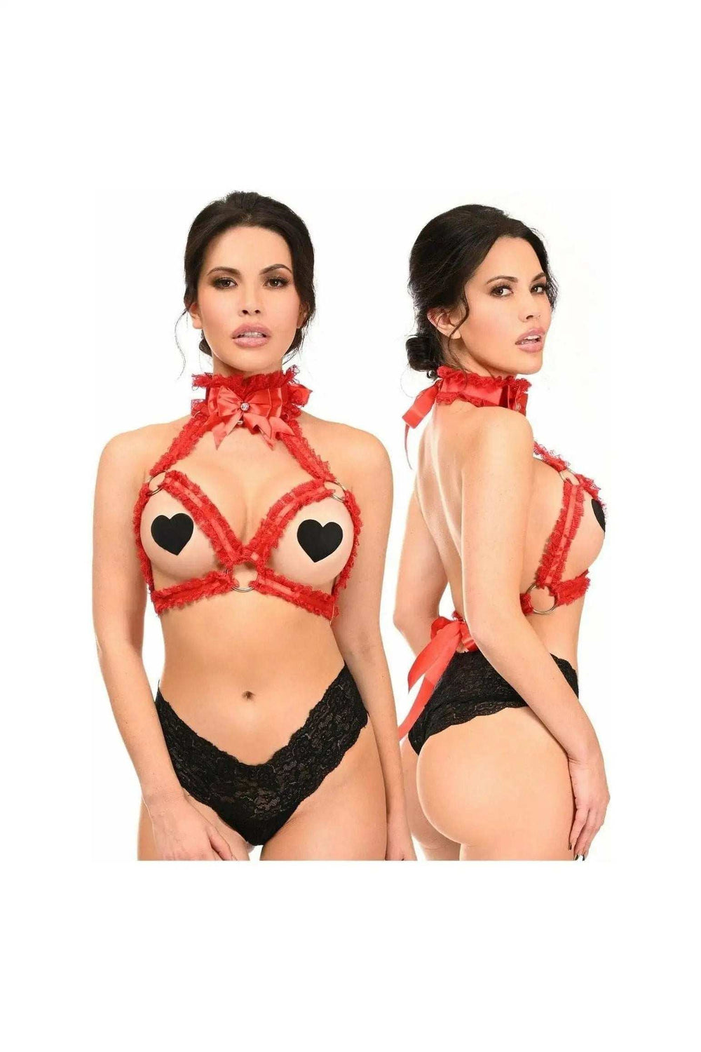 Daisy Corsets Kitten Collection Red/Red Triangle Top Body Harness - Daisy Corsets - Flyclothing LLC