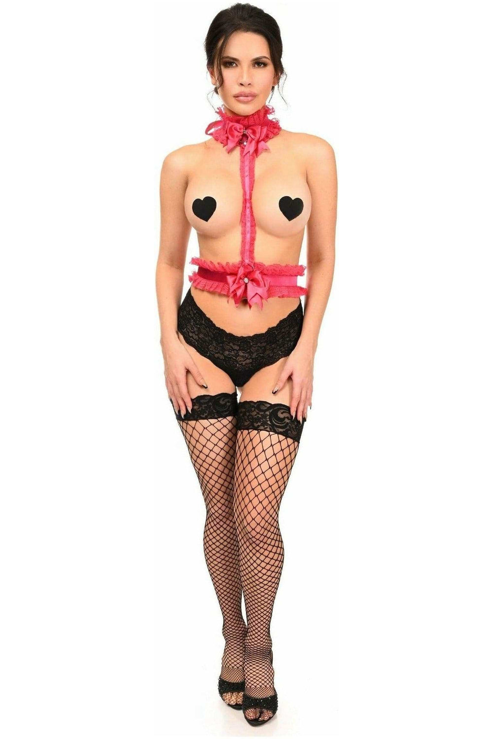 Daisy Corsets Kitten Collection Fuchsia/Fuchsia Lace Single Strap Body Harness - Daisy Corsets - Flyclothing LLC