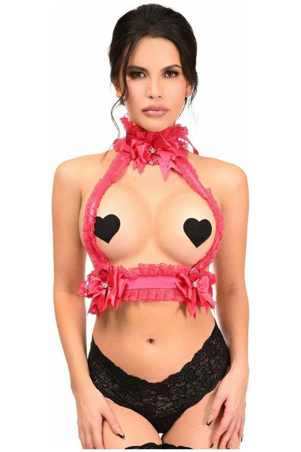 Daisy Corsets Kitten Collection Fuchsia/Fuchsia Lace Double Strap Body Harness - Daisy Corsets