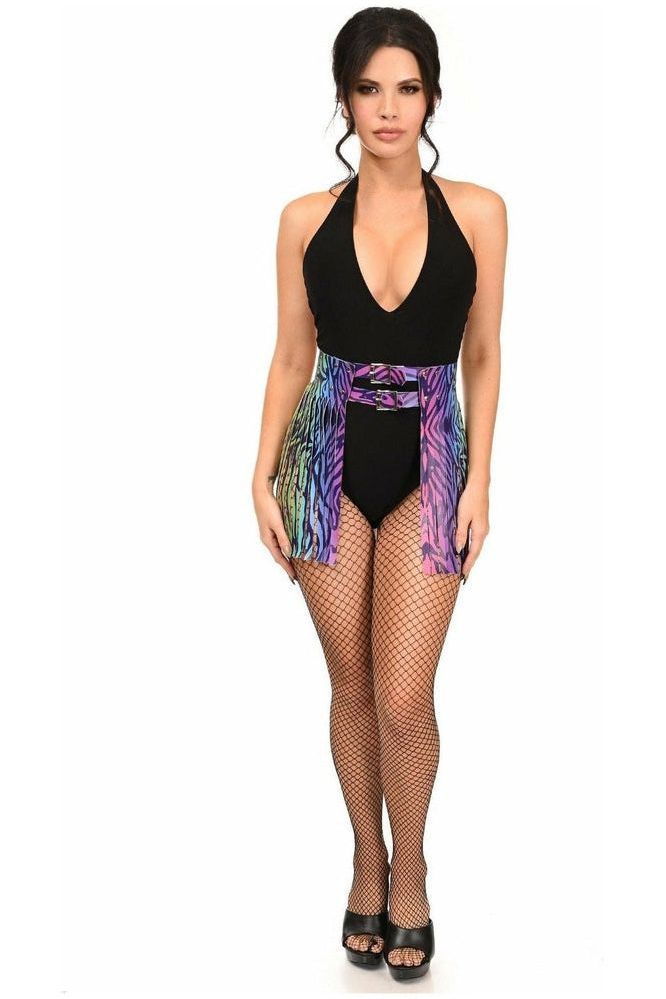 Daisy Corsets Rainbow Animal Print Faux Leather Fringe Skirt - Daisy Corsets
