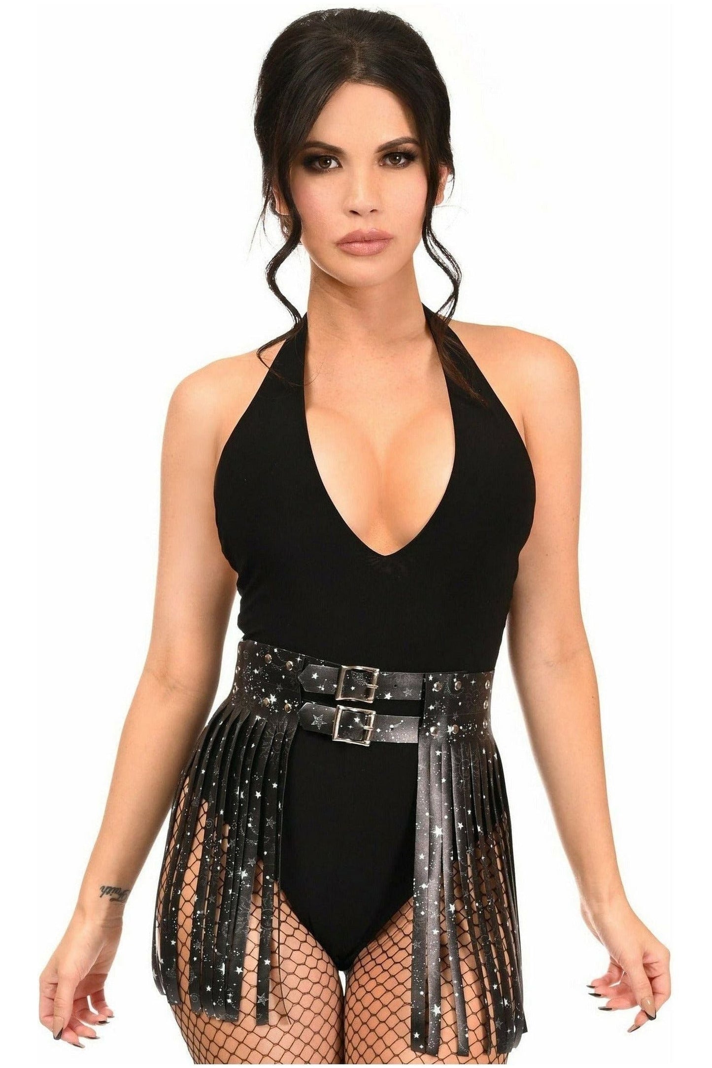 Daisy Corsets Celestial Faux Leather Fringe Skirt - Daisy Corsets