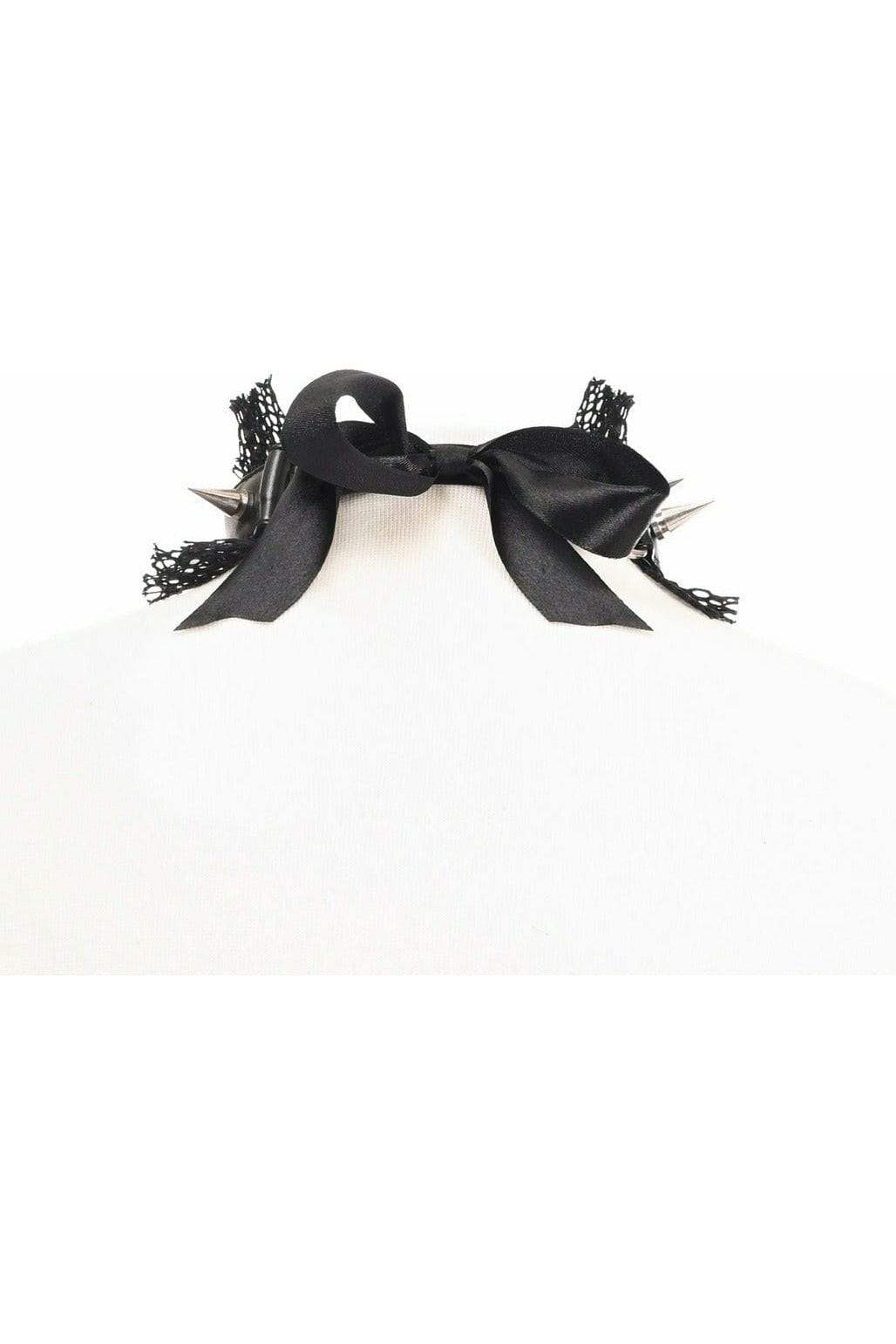 Daisy Corsets Kitten Collection Black Fishnet Spike Choker - Daisy Corsets - Flyclothing LLC
