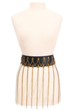 Daisy Corsets Black Faux Leather & Gold Metallic Chain Fringe Skirt - Daisy Corsets