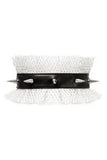 Daisy Corsets Kitten Collection White/Black Fishnet Spike Choker - Daisy Corsets