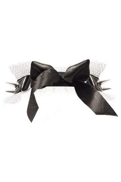 Daisy Corsets Kitten Collection White/Black Fishnet Spike Choker - Daisy Corsets - Flyclothing LLC