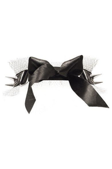 Daisy Corsets Kitten Collection White/Black Fishnet Spike Choker - Daisy Corsets