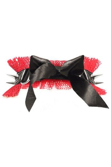 Daisy Corsets Kitten Collection Red/Black Fishnet Spike Choker - Daisy Corsets
