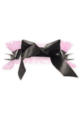 Daisy Corsets Kitten Collection Lt Pink/Black Fishnet Spike Choker - Daisy Corsets - Flyclothing LLC