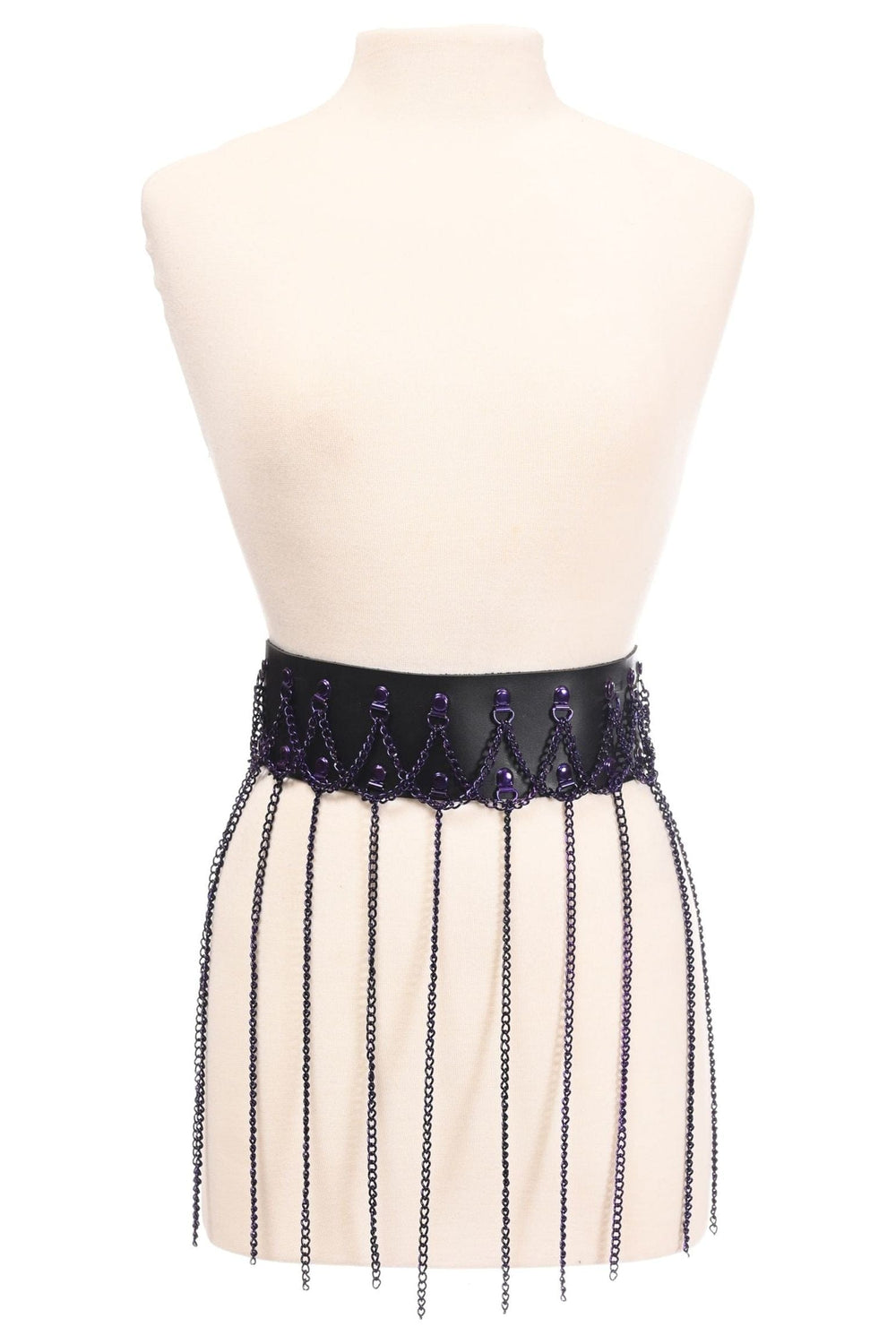 Daisy Corsets Black Faux Leather & Purple Metallic Chain Fringe Skirt - Daisy Corsets
