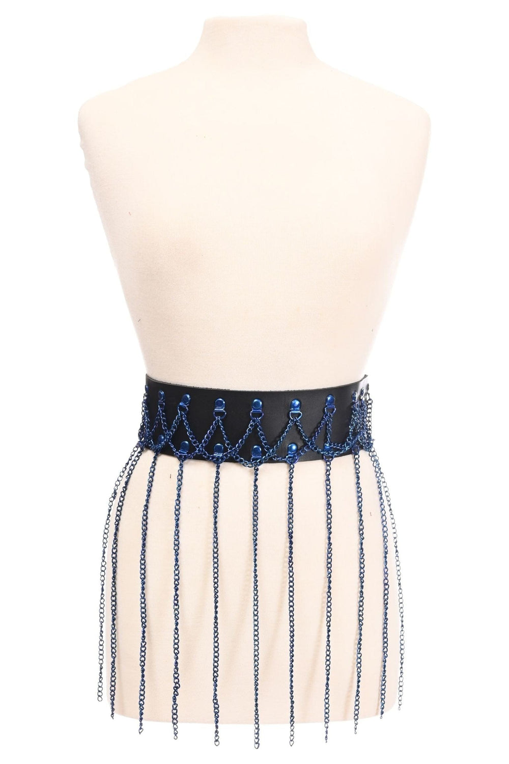 Daisy Corsets Black Faux Leather & Blue Metallic Chain Fringe Skirt - Daisy Corsets