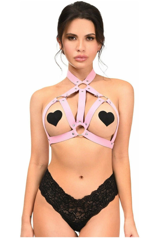 Daisy Corsets BOXED Lt Pink Stretchy Body Harness w/Silver Hardware - Daisy Corsets