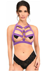 Daisy Corsets BOXED Dark Purple Stretchy Body Harness w/Gold Hardware - Daisy Corsets - Flyclothing LLC
