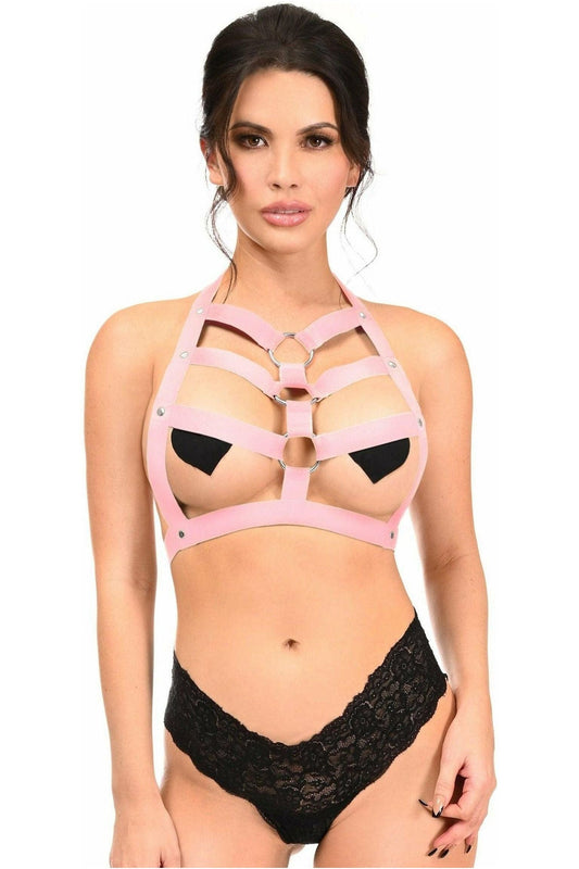 Daisy Corsets BOXED Lt Pink Stretchy Body Harness w/Silver Hardware - Daisy Corsets