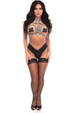 Daisy Corsets Black/White Checker Print Stretchy Body Harness w/Silver Hardware - Daisy Corsets