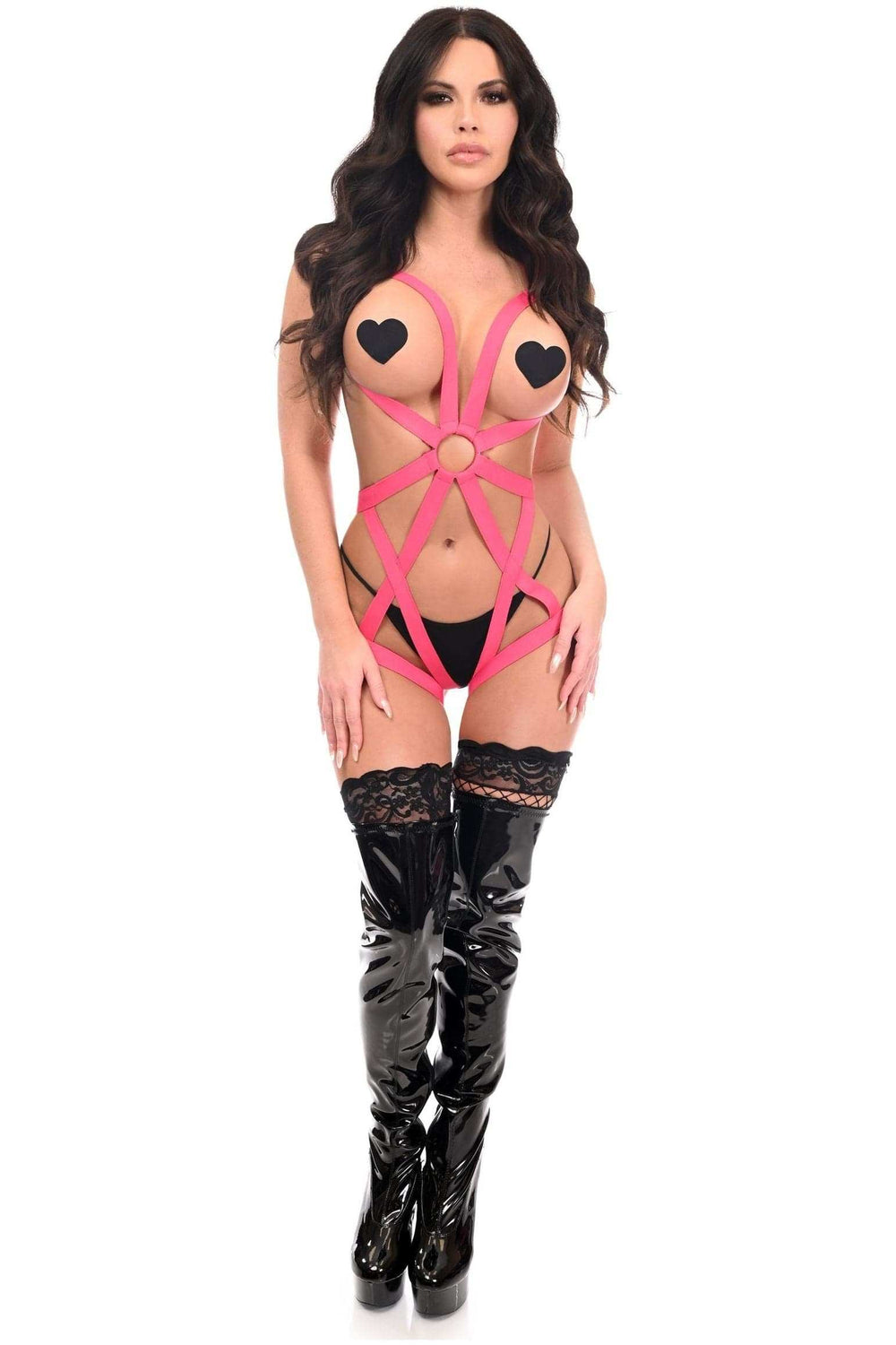 Daisy Corsets BOXED Pink Stretchy Body Harness Bodysuit - Daisy Corsets - Flyclothing LLC