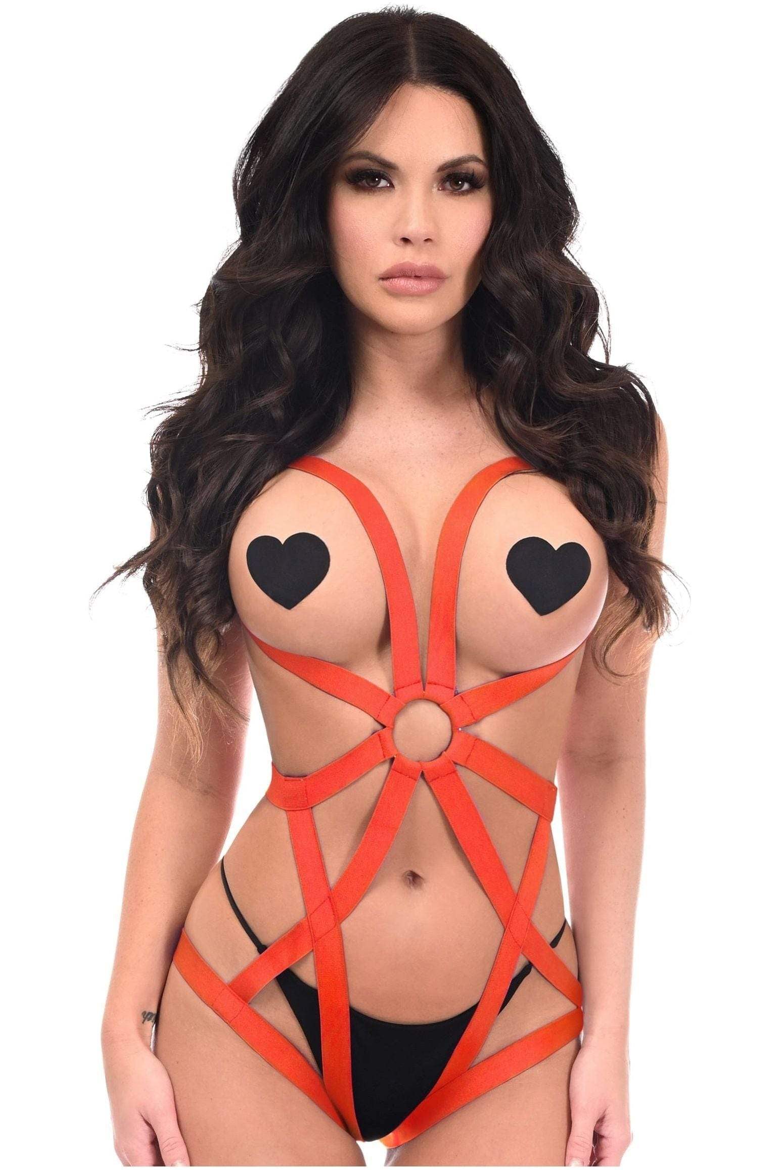 Daisy Corsets BOXED Red Stretchy Body Harness Bodysuit w/Silver Hardware - Daisy Corsets - Flyclothing LLC