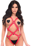 Daisy Corsets BOXED Red Stretchy Body Harness Bodysuit w/Silver Hardware - Daisy Corsets - Flyclothing LLC