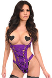 Daisy Corsets BOXED Purple Stretchy Body Harness Bodysuit w/Silver Hardware - Daisy Corsets - Flyclothing LLC