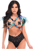 Daisy Corsets Teal/Blue Holo Shoulder Fringe Body Harness - Daisy Corsets