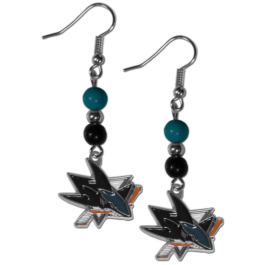 San Jose Sharks Fan Bead Dangle Earrings - San Jose Sharks - Flyclothing LLC