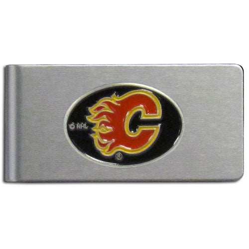Calgary Flames Brushed Metal Money Clip - Calgary Flames - Flyclothing LLC
