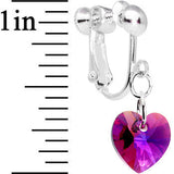 Fuchsia Heart Clip Earrings Created with Crystals