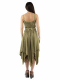 Honey Creek 100% rayon Olive Emb.dress w/handkerchief bottom - Scully Leather