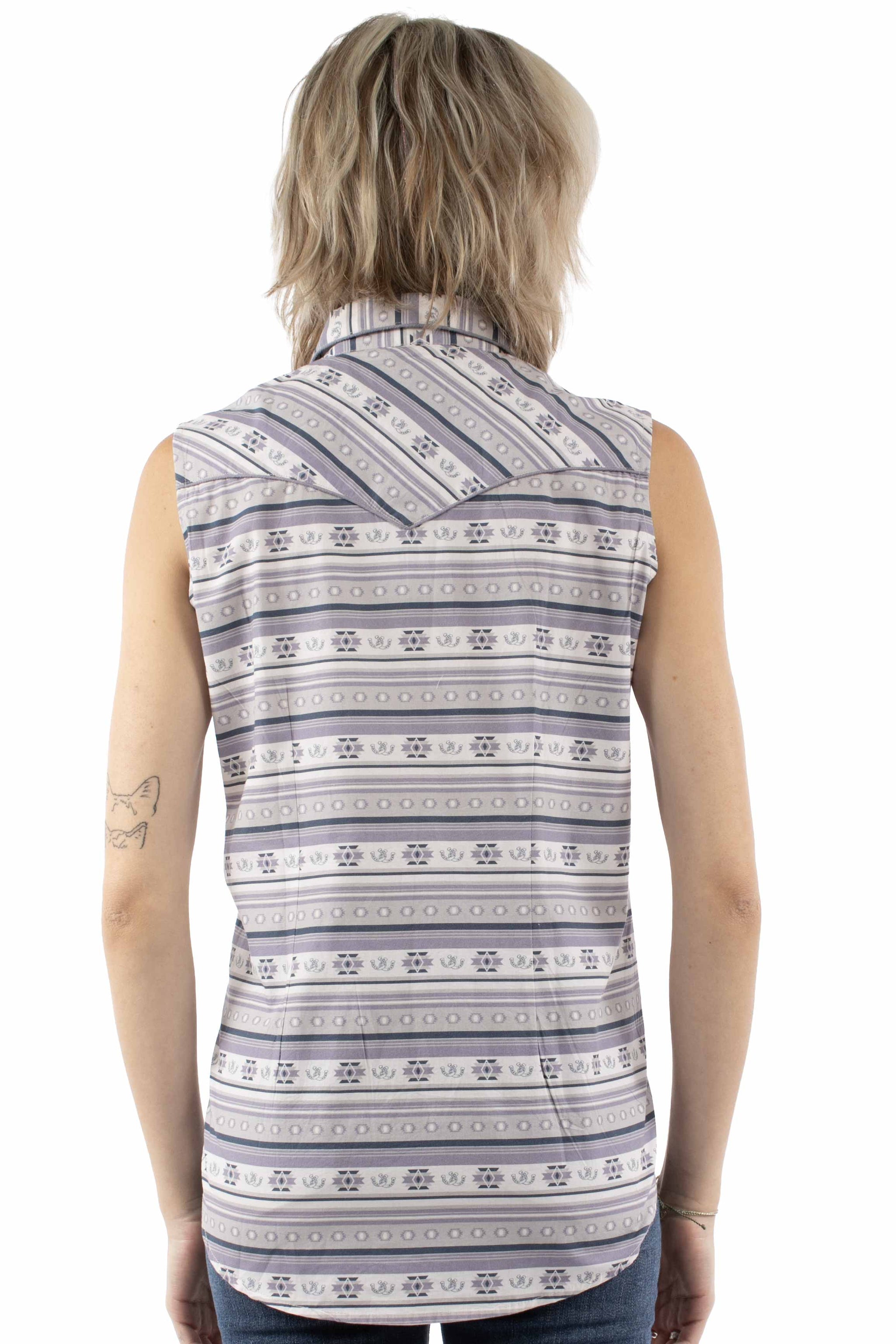 Scully Leather Purple Sleeveless Top Southwest Print - HC1005-PUR - Scully Leather - Flyclothing LLC
