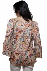 Scully Leather Cream Rayon Western Print Blouse - HC1041-CRM - Scully Leather - Flyclothing LLC
