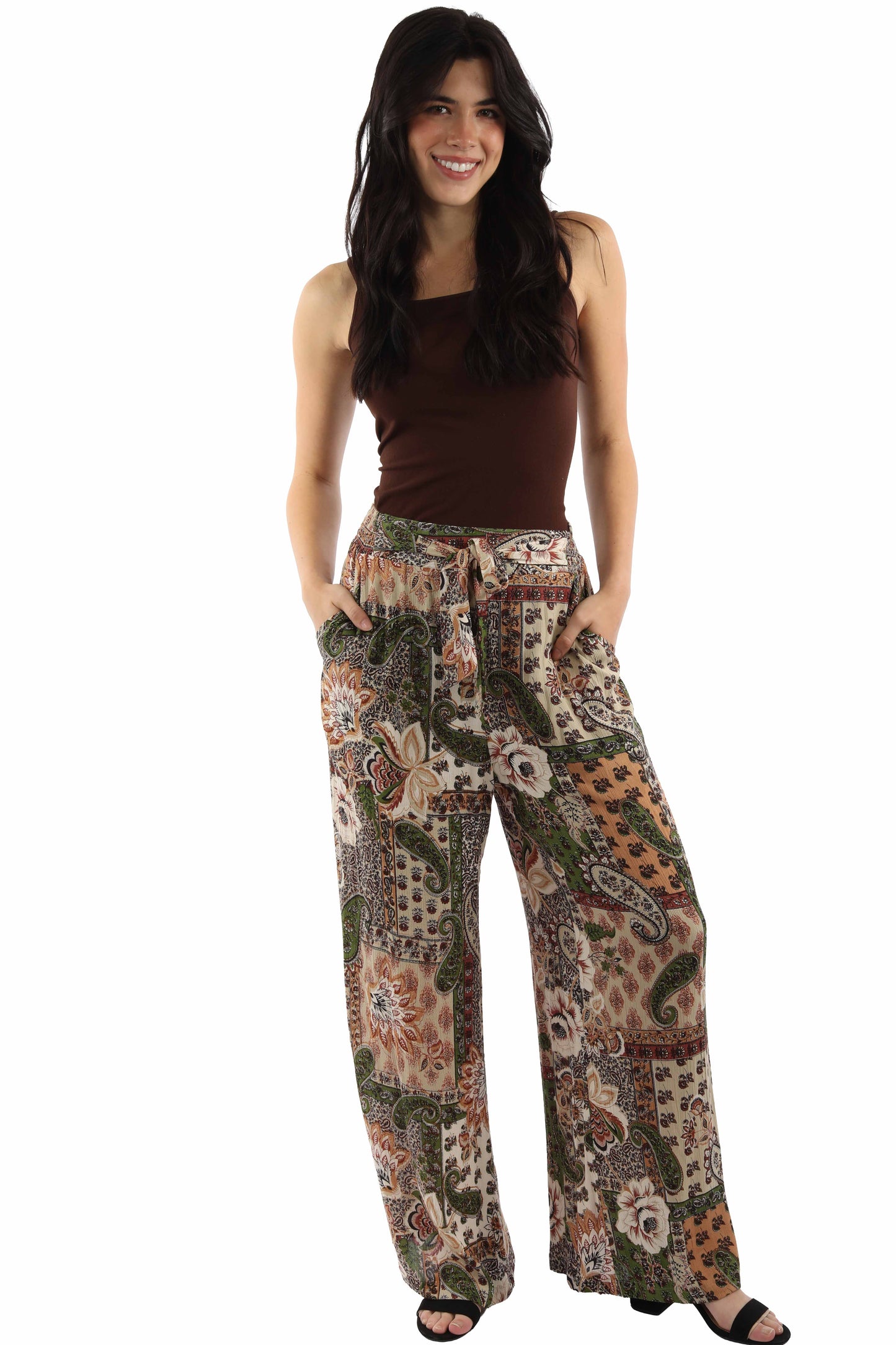 Scully Leather Loden Tie Front Palazzo Pant - HC1043-LOD - Scully Leather - Flyclothing LLC