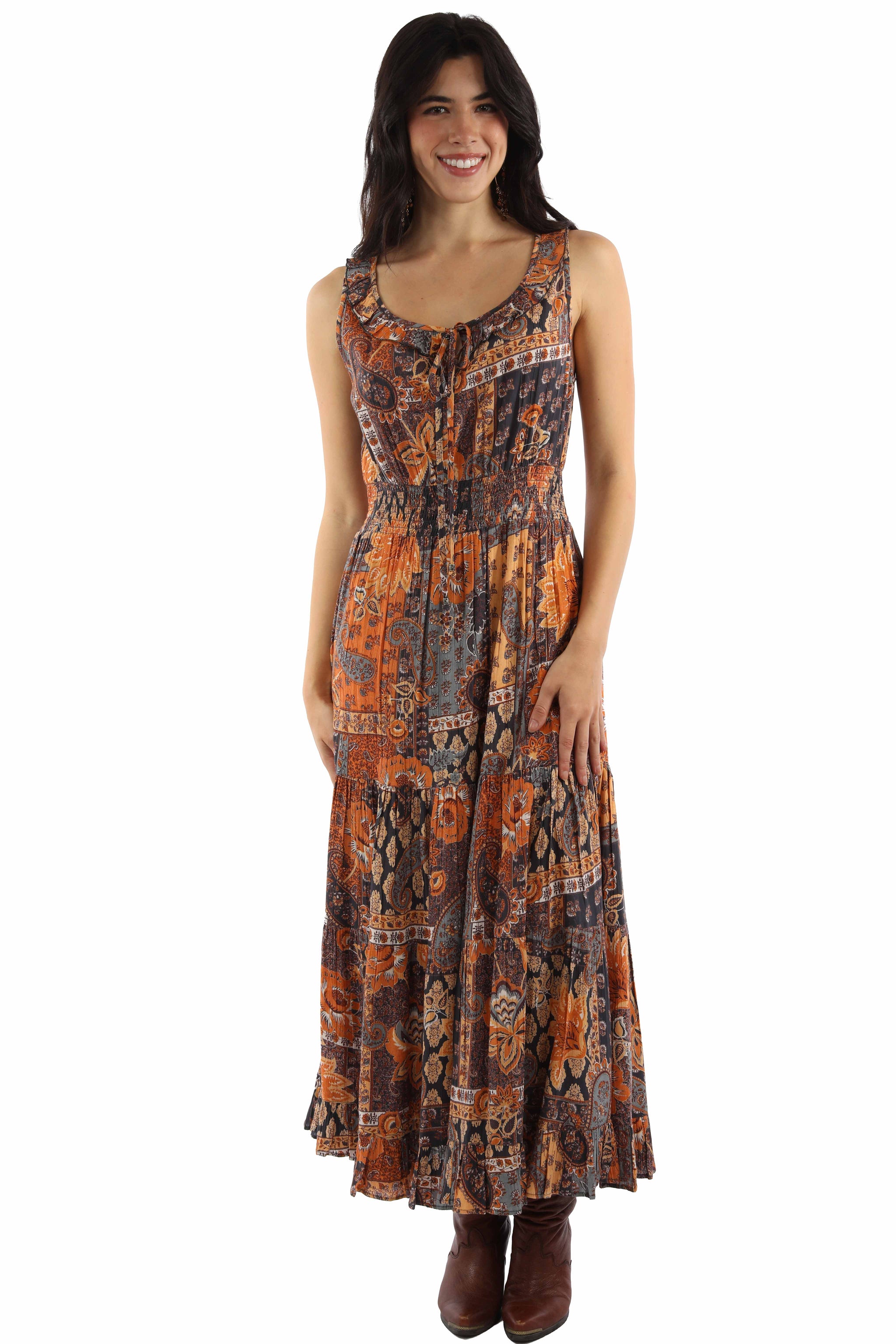 Scully Leather Sunset Rayon Paisley & Floral Slvls Dress - HC1044-SST - Scully Leather - Flyclothing LLC