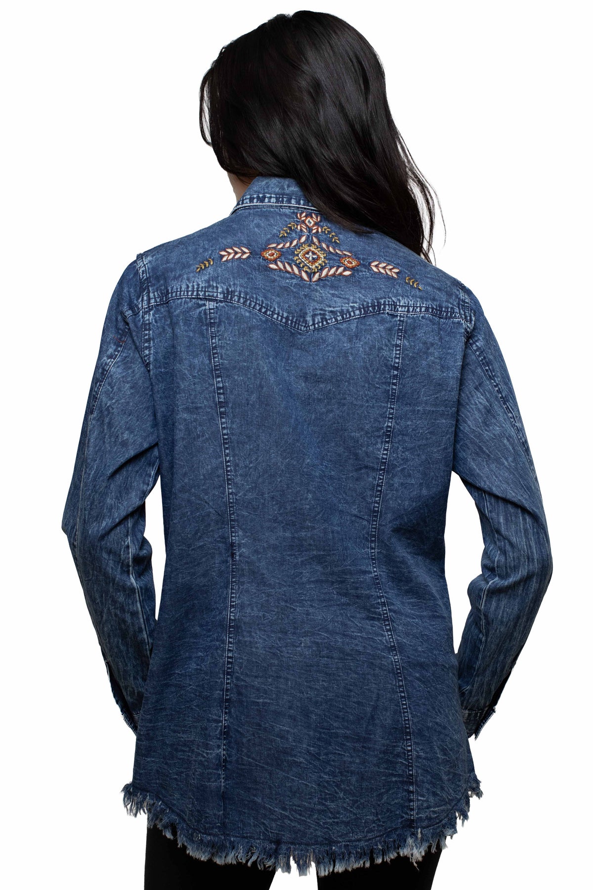 Scully Blue Layering Shirt W/Embroidery
