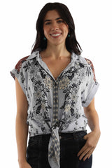 Scully Leather Blue Tie Front Top - HC1055-BLU - Scully Leather - Flyclothing LLC