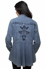 Scully Leather Blue Embroidered Layering Top W/Emb. - HC1057-BLU - Scully Leather - Flyclothing LLC