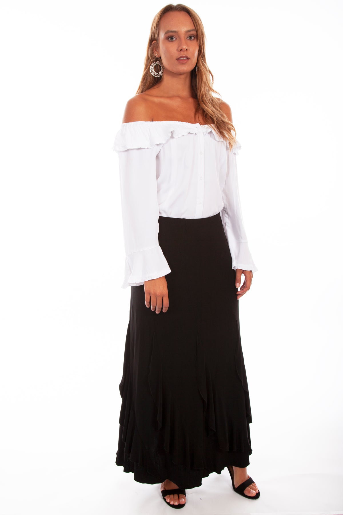Scully Black Ruffled Gord Skirt