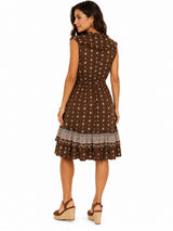 Scully Brown S/L Rayon Print Dress