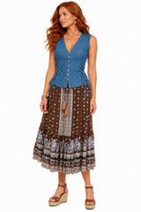 Scully Brown Rayon Printed Skirt