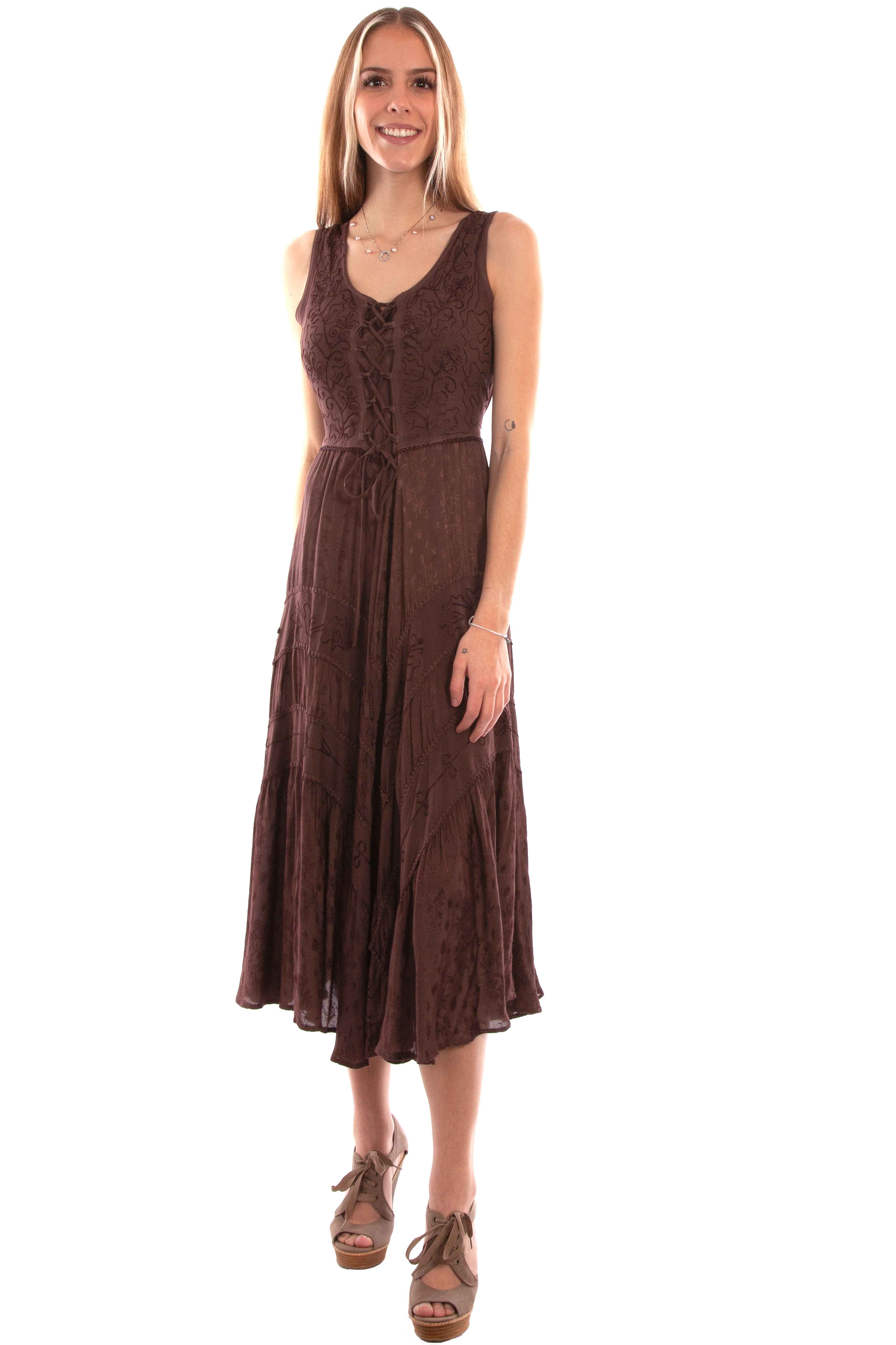 honey creek chocolate 100% rayon lace front dress