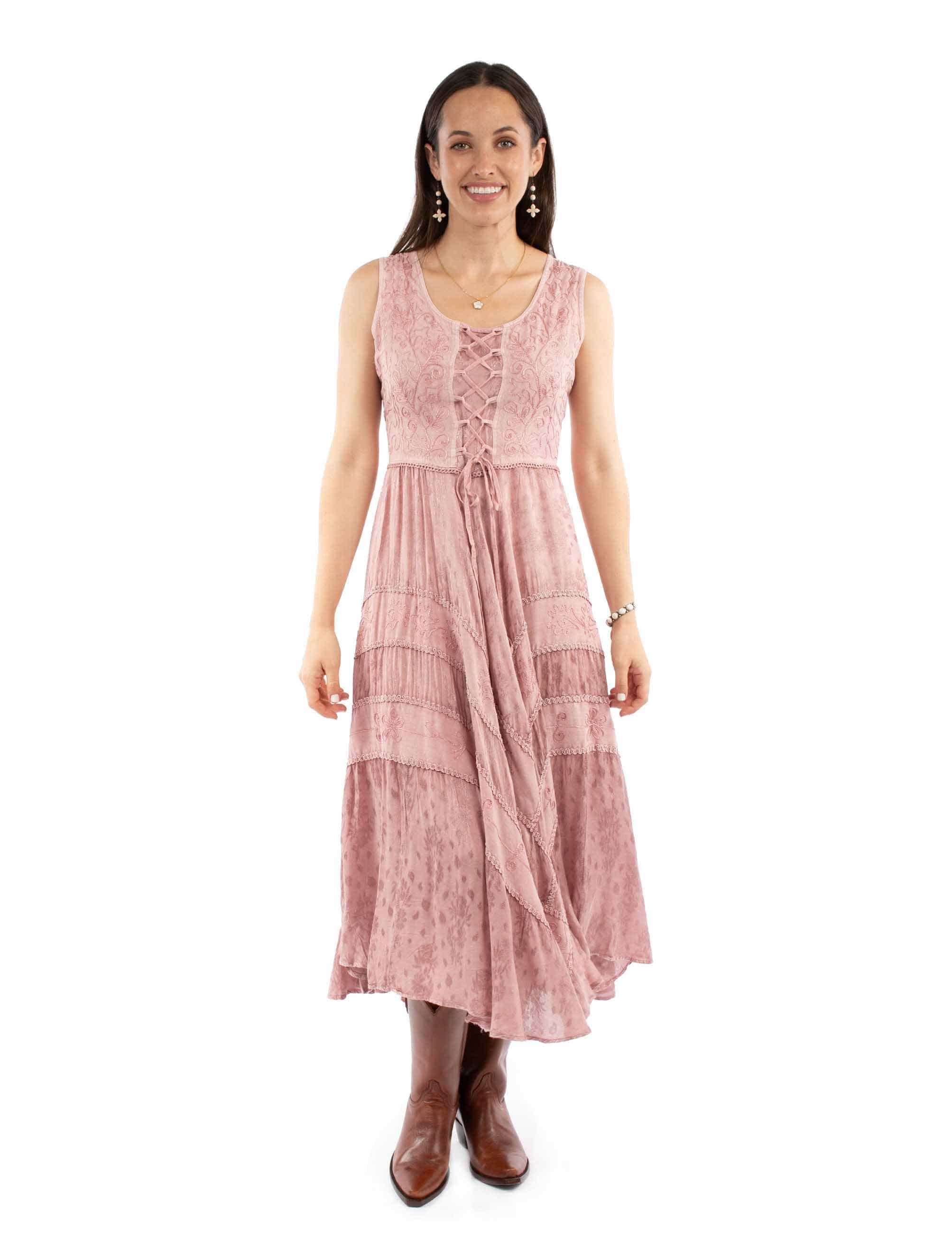 honey creek dusty pink 100% rayon lace front dress