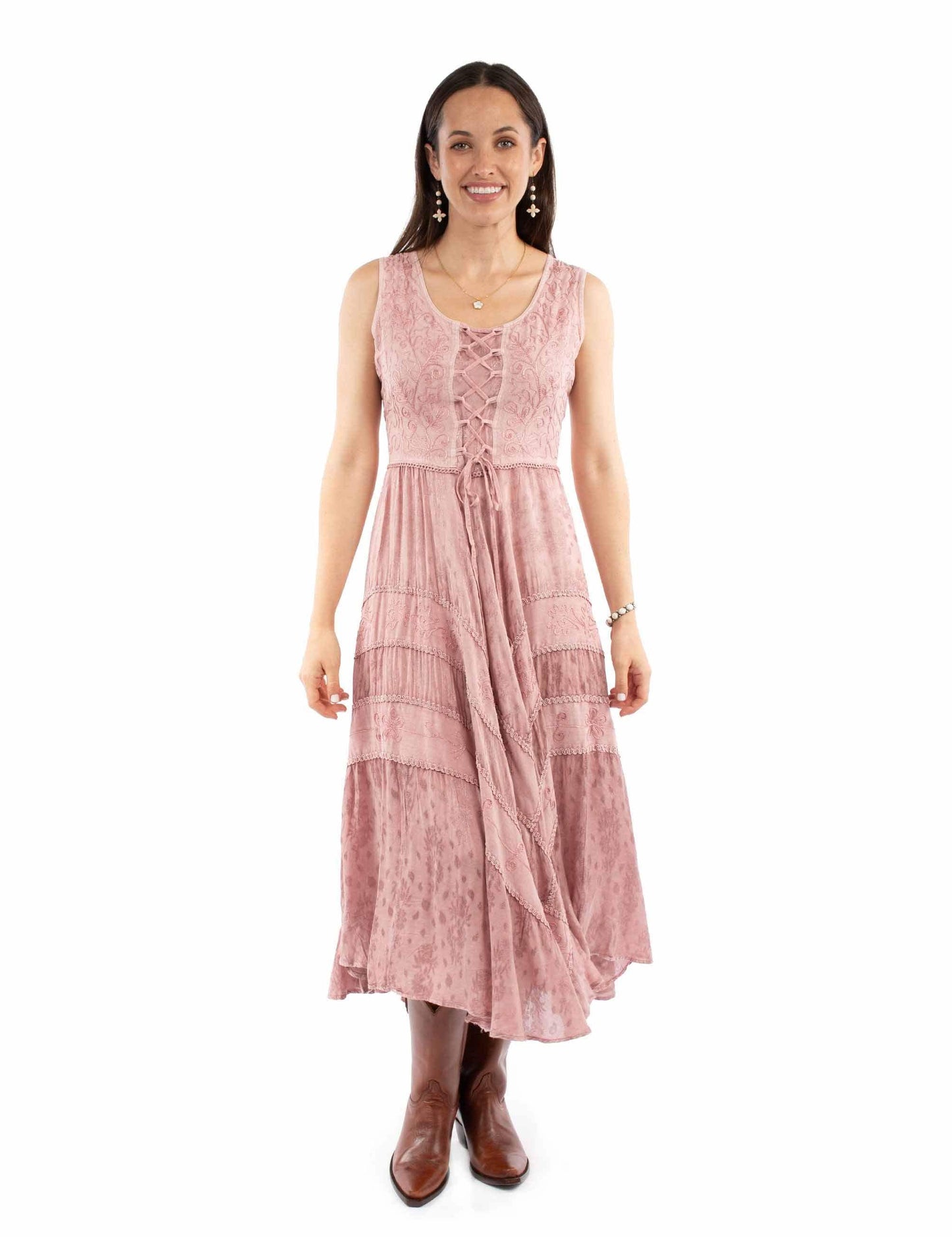 honey creek dusty pink 100% rayon lace front dress - Scully Leather - Flyclothing LLC