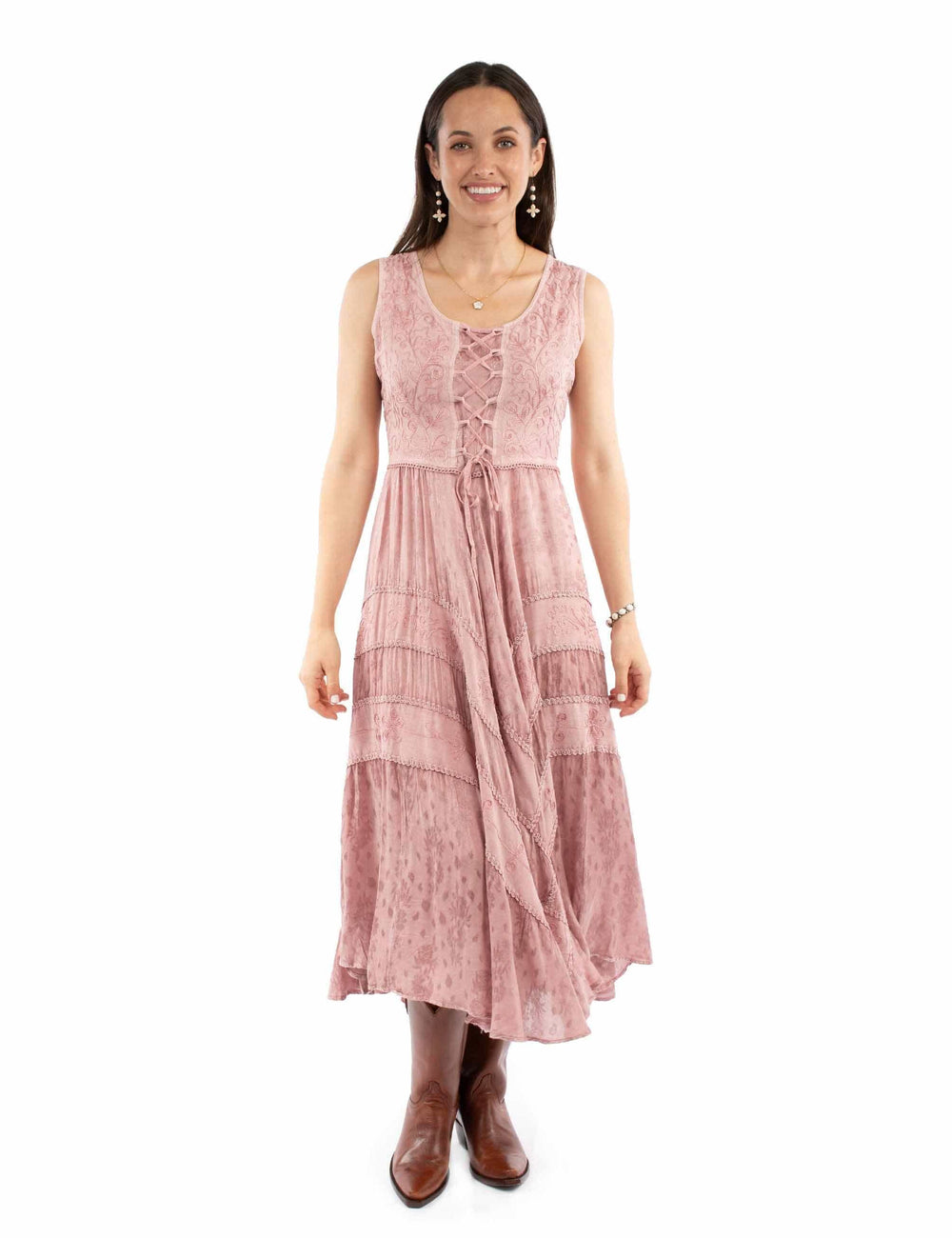 honey creek dusty pink 100% rayon lace front dress