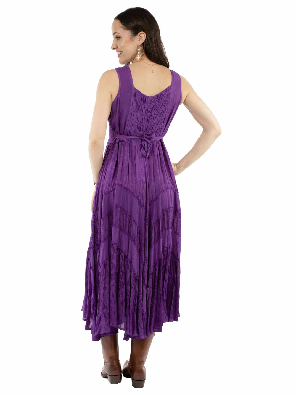 Honey Creek 100% rayon Purple Lace front dress - Scully Leather - Flyclothing LLC