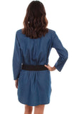 Honey creek denim rose emb. Denim dress w/belt - Scully Leather - Flyclothing LLC