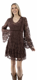 Scully Chocolate Lace Dress W/Flare Sleeves