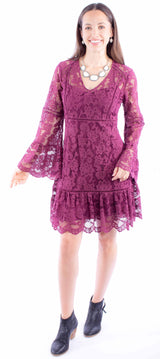 Scully Leather Honey Creek Lace Dress W/Flare Sleeves - Scully Leather - Flyclothing LLC