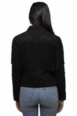 Scully Leather 80% Cotton 18% Rayon 2% Elastic Black Fringe Jacket W/Emb. Crochet - Scully Leather - Flyclothing LLC