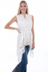 Honey creek ivory emb. Tie back tunic - Scully Leather - Flyclothing LLC